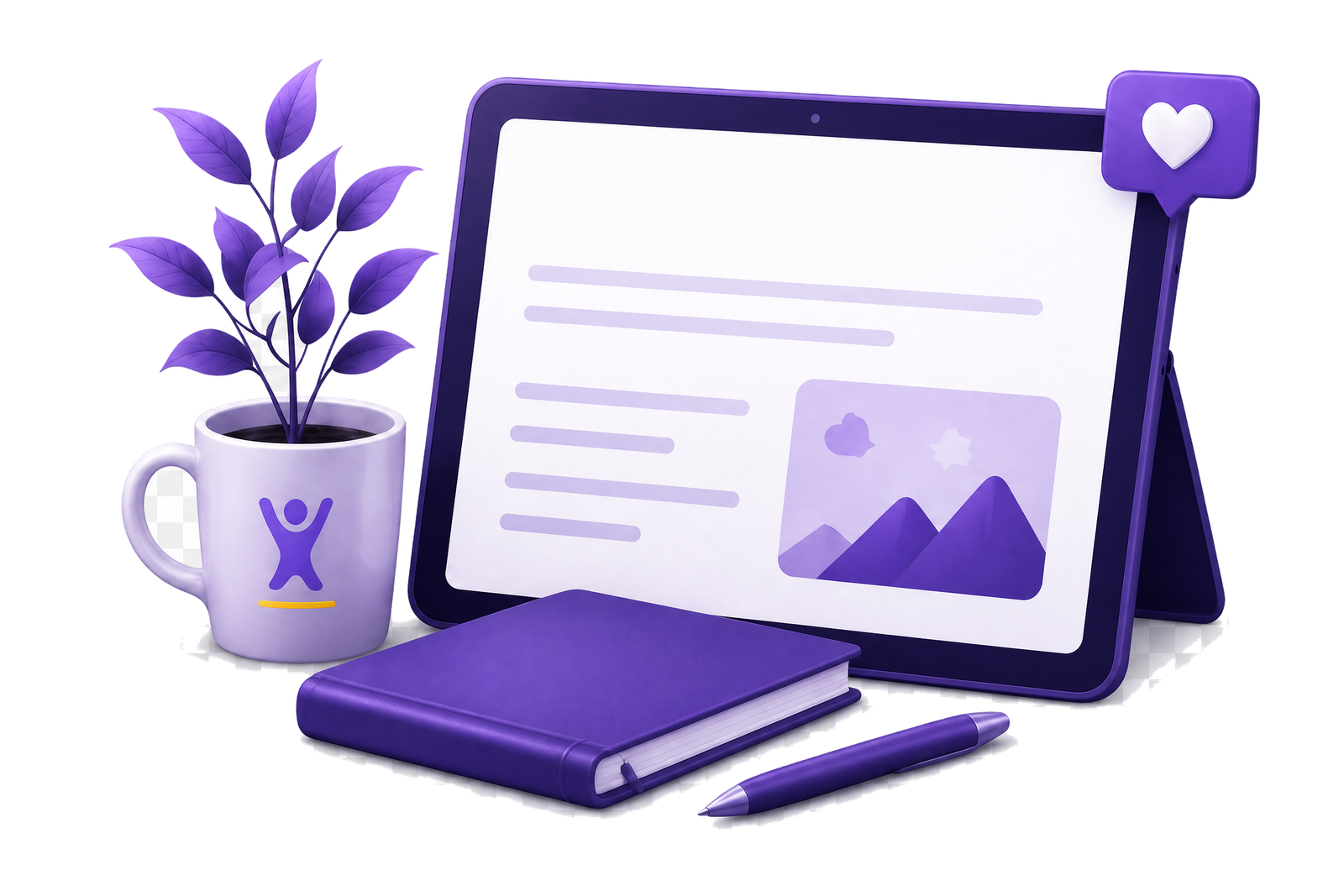 Tablet, notebook and plant representing LEAP blog insights